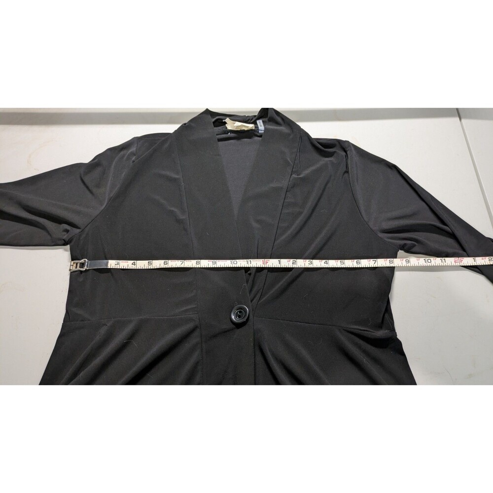 Pretty Carol Rose XL black one button front 3/4 sleeve shirt jacket - Picture 2 of 5